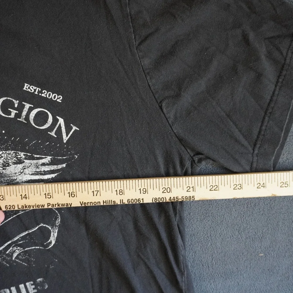 True Religion Mens V-Neck Graphic T-Shirt XL Black Eagle Dry Goods Supplies Tee